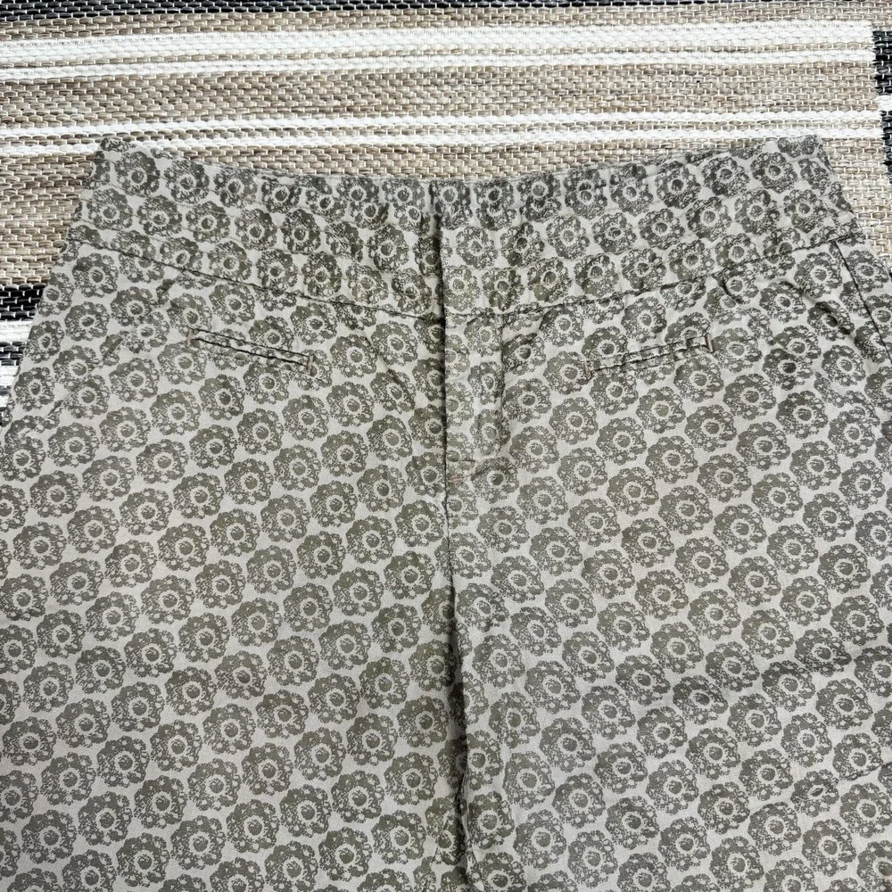 Anthropologie Idra Linen‎ Walking Shorts Women's 8 Beige Floral Vacation Summer